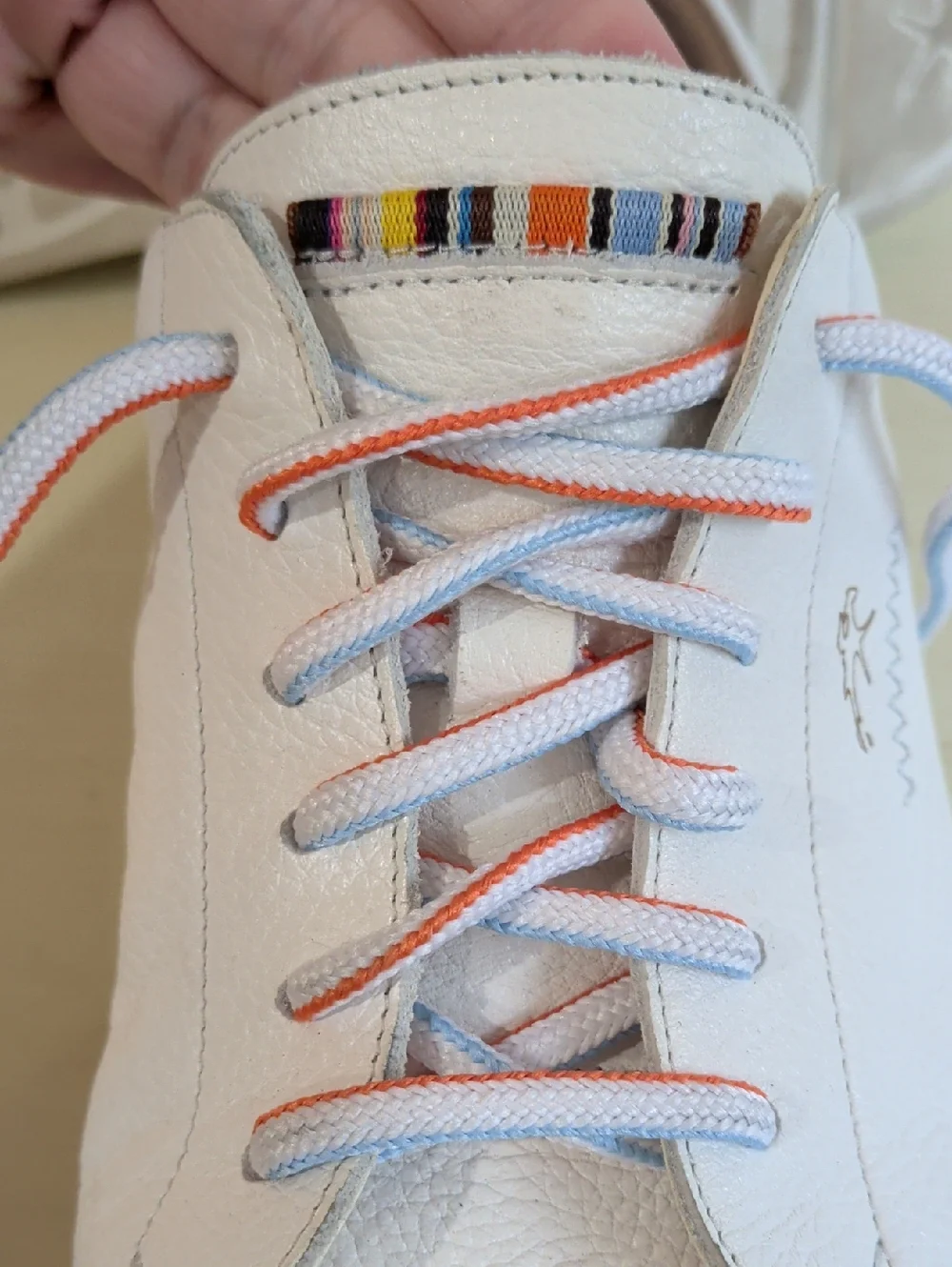 Fluchos White Leather Lace-Up Sneakers with Orange Trim And Rubber Soles Size 41 - Picture 13 of 13
